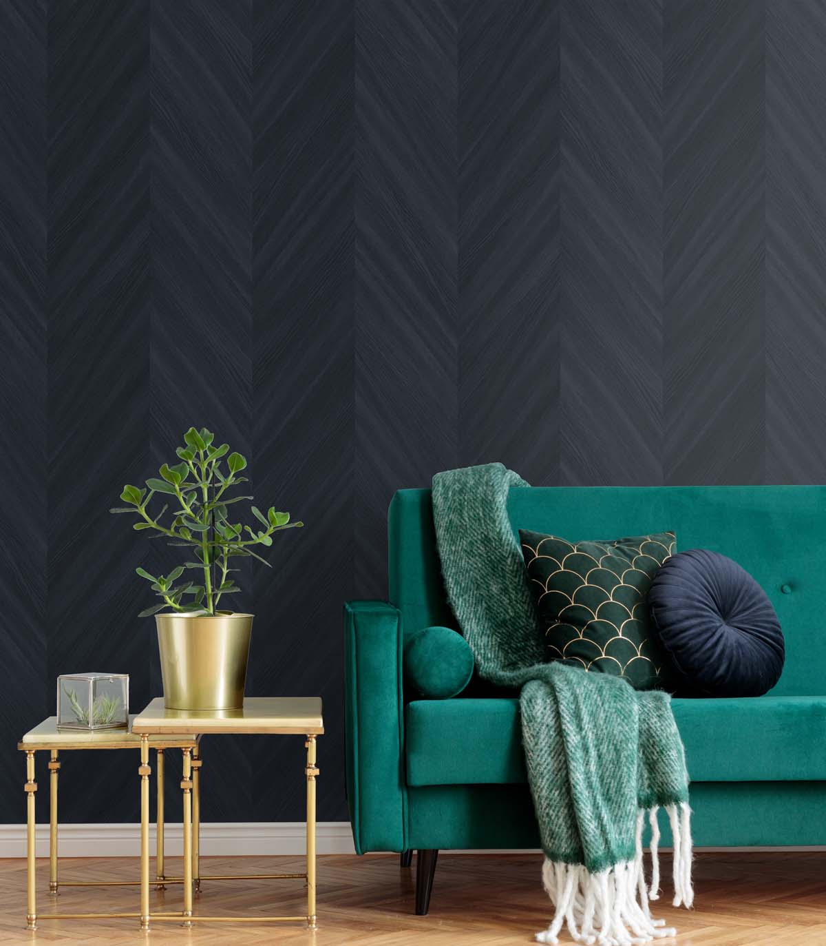 Seabrook Designs Chevron Wood Baikal Wallpaper Sample TS82102