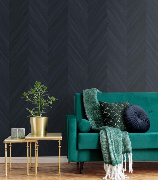 Seabrook Designs Chevron Wood Baikal Wallpaper Sample TS82102