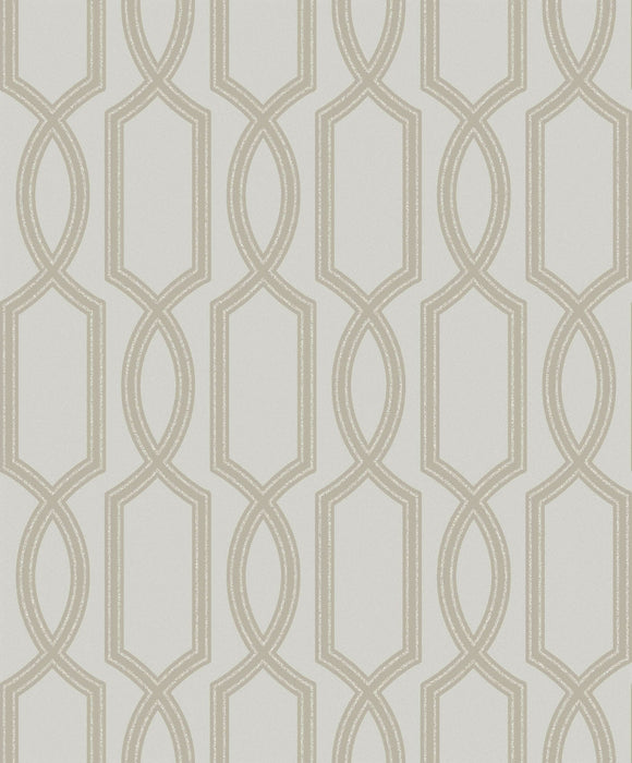 Seabrook Designs Bead Trellis Greige Wallpaper Sample UK11700