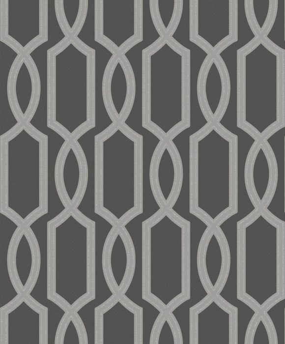 Seabrook Designs Bead Trellis Charcoal Wallpaper Sample UK11705