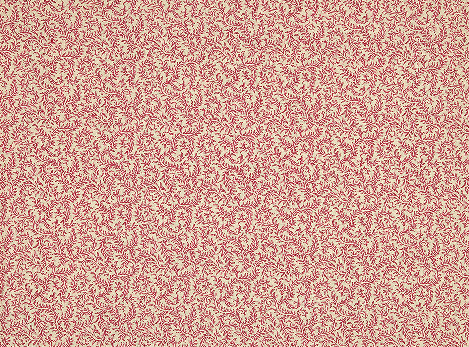 Braquenie Le Grand Corail Vermicule Assorti Rouge Fond Creme Fabric Sample B081C001