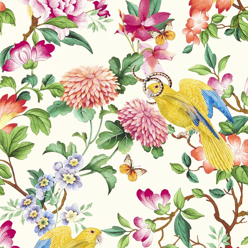 Clarke & Clarke Golden Parrot Wp Ivory Wallpaper W0130/02.CAC.0