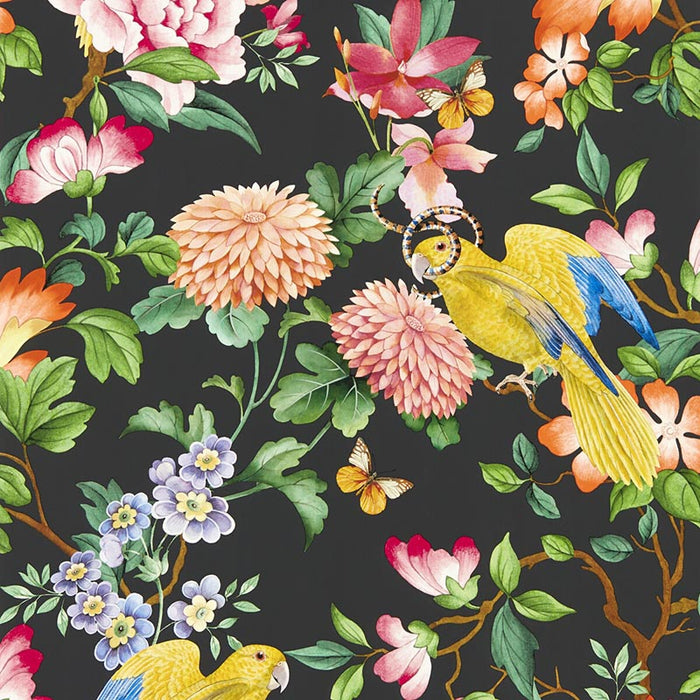 Clarke & Clarke Golden Parrot Wp Noir Wallpaper Sample W0130/04.CAC.0