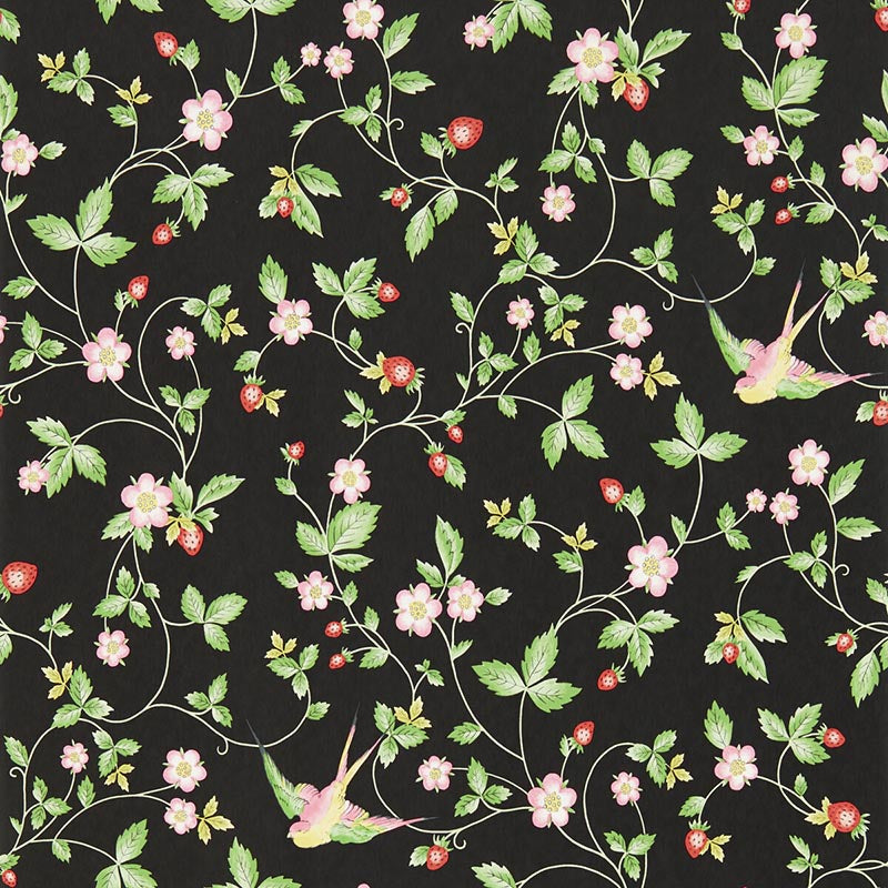 Clarke & Clarke Wild Strawberry Wp Noir Wallpaper W0135/04.CAC.0