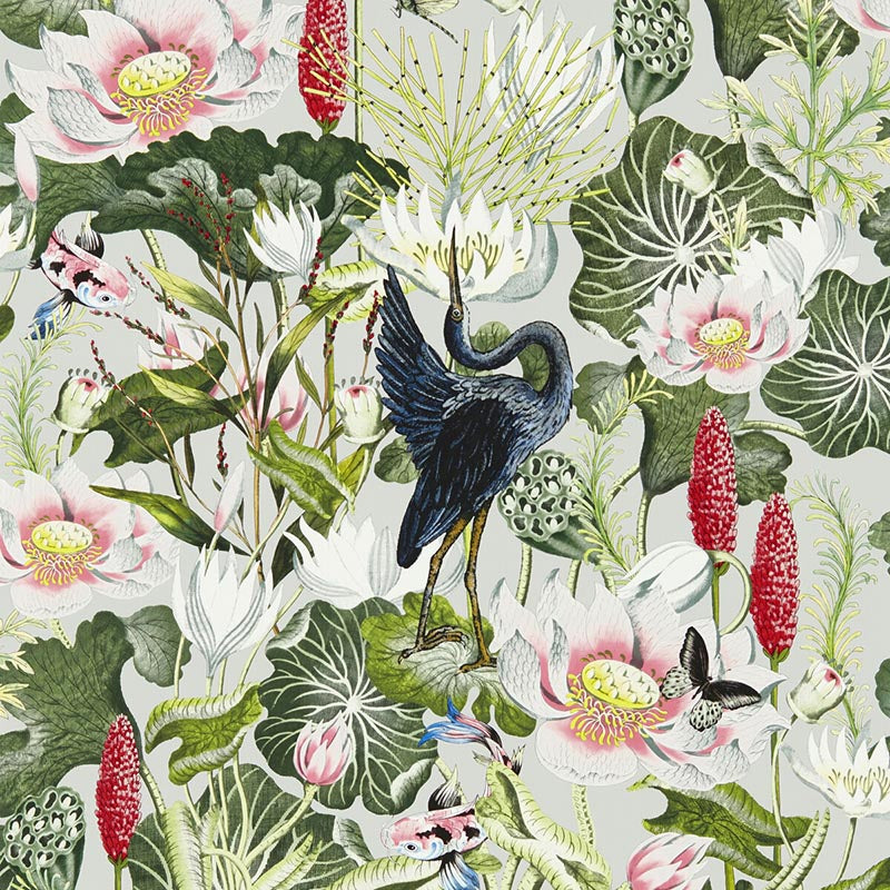 Clarke & Clarke Waterlily Wp Dove Wallpaper W0137/02.CAC.0