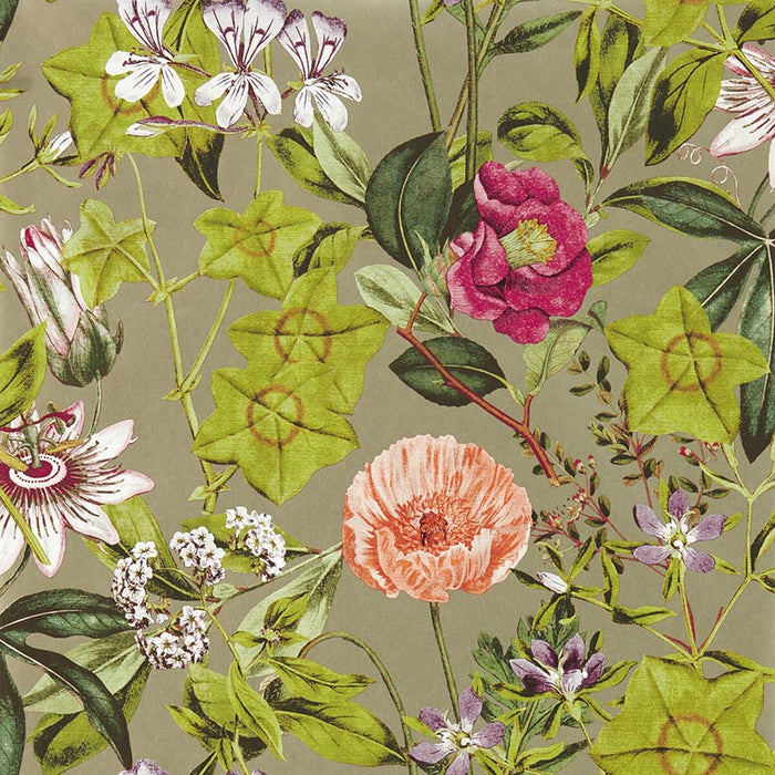 Clarke & Clarke Passiflora Mulberry/Gilver Wp Wallpaper W0143/03.CAC.0