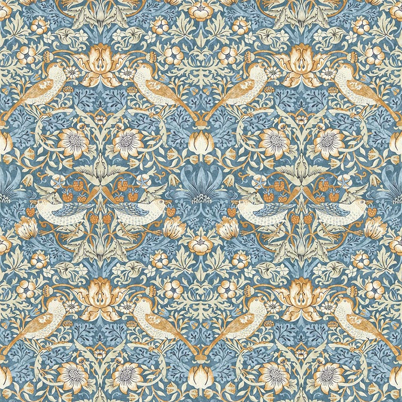 Clarke & Clarke Strawberry Thief Denim Wp Wallpaper W0171/02.CAC.0