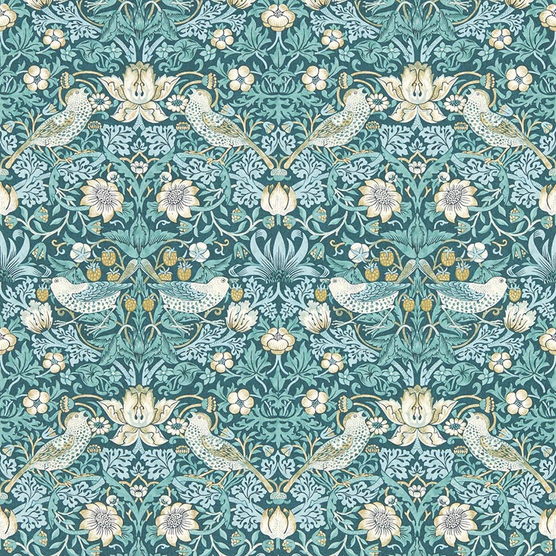 Clarke & Clarke Strawberry Thief Teal Wp Wallpaper W0171/06.CAC.0