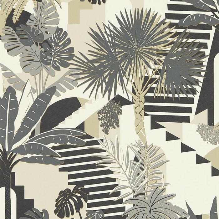 Clarke & Clarke Malindi Charcoal Wp Wallpaper Sample W0186/01.CAC.0