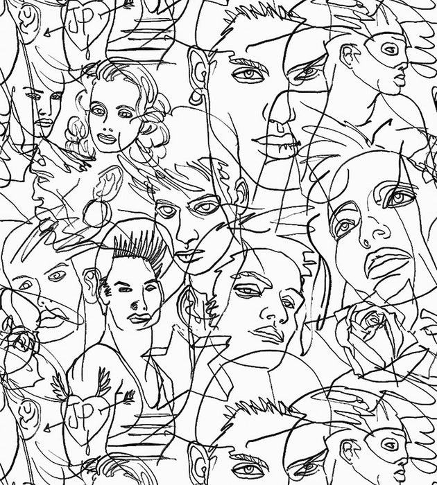 Jean Paul Gaultier Croquis Ecru / Noir Wallpaper Sample WH000013322