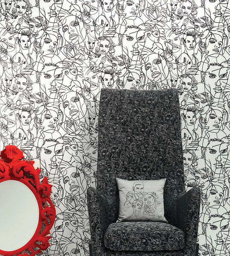 Jean Paul Gaultier Croquis Ecru / Noir Wallpaper WH000013322