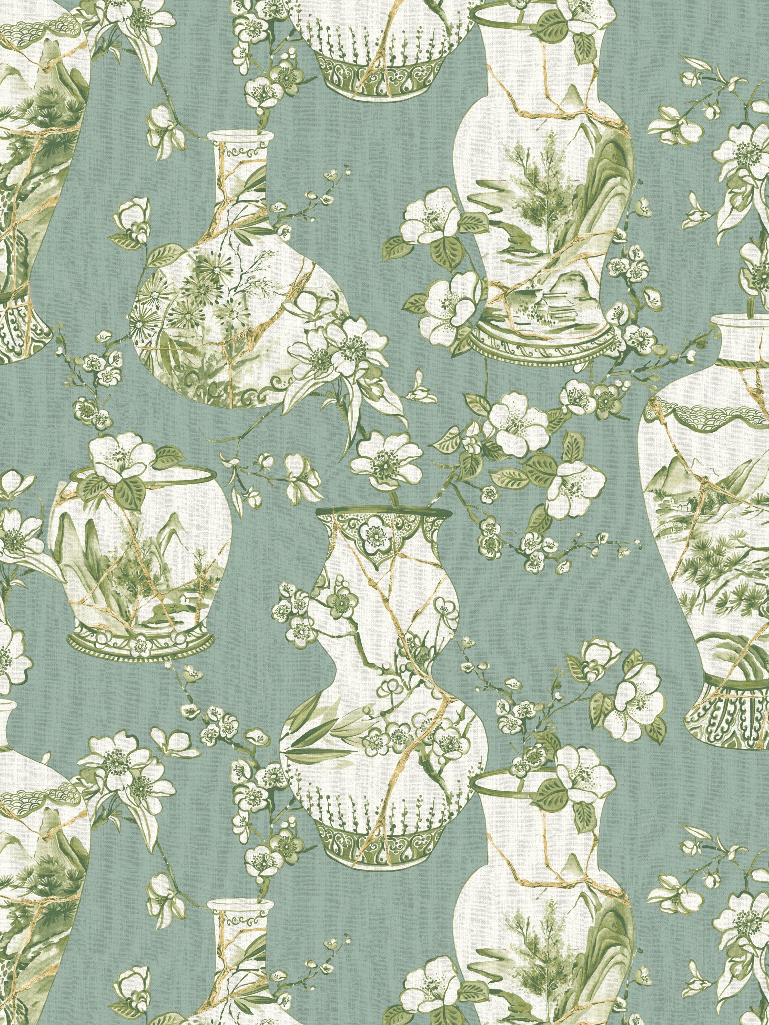 Jannelli & Volpi Kintsugi Pot Jade Wallpaper WJ200026730