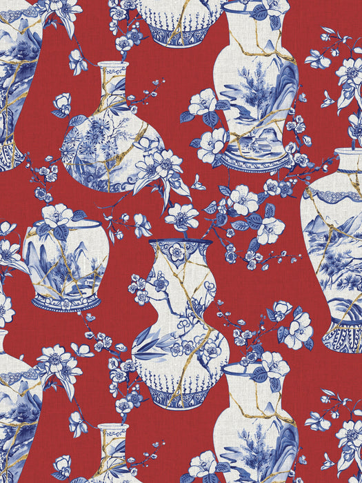 Jannelli & Volpi Kintsugi Pot Cobalt & Crimson Wallpaper WJ200046730