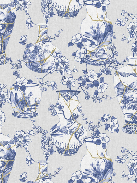 Jannelli & Volpi Kintsugi Pot Navy Wallpaper WJ200066730