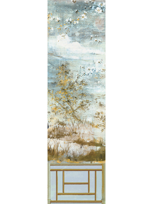 Nicolette Mayer Crested Crane Mural - Panel 4 Wheat Blue Wallpaper Sample WNM0001CRESP4