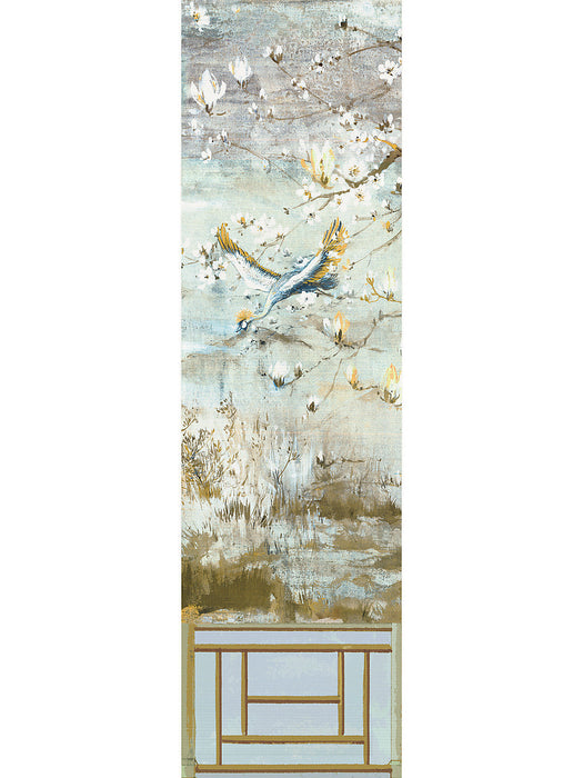 Nicolette Mayer Crested Crane Mural - Panel 5 Wheat Blue Wallpaper Sample WNM0001CRESP5