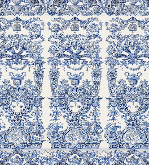 Nicolette Mayer Hampton Court - Panel Blue Wallpaper Sample WNM0001HAMP