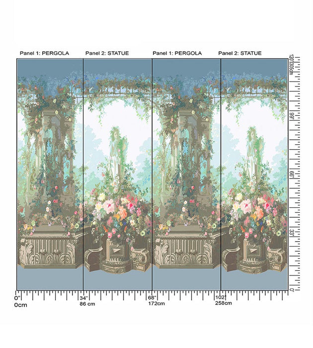 Nicolette Mayer Jardin Defosse Dyptich Chantilly - Pergola Panel Wallpaper WNM0001JARP