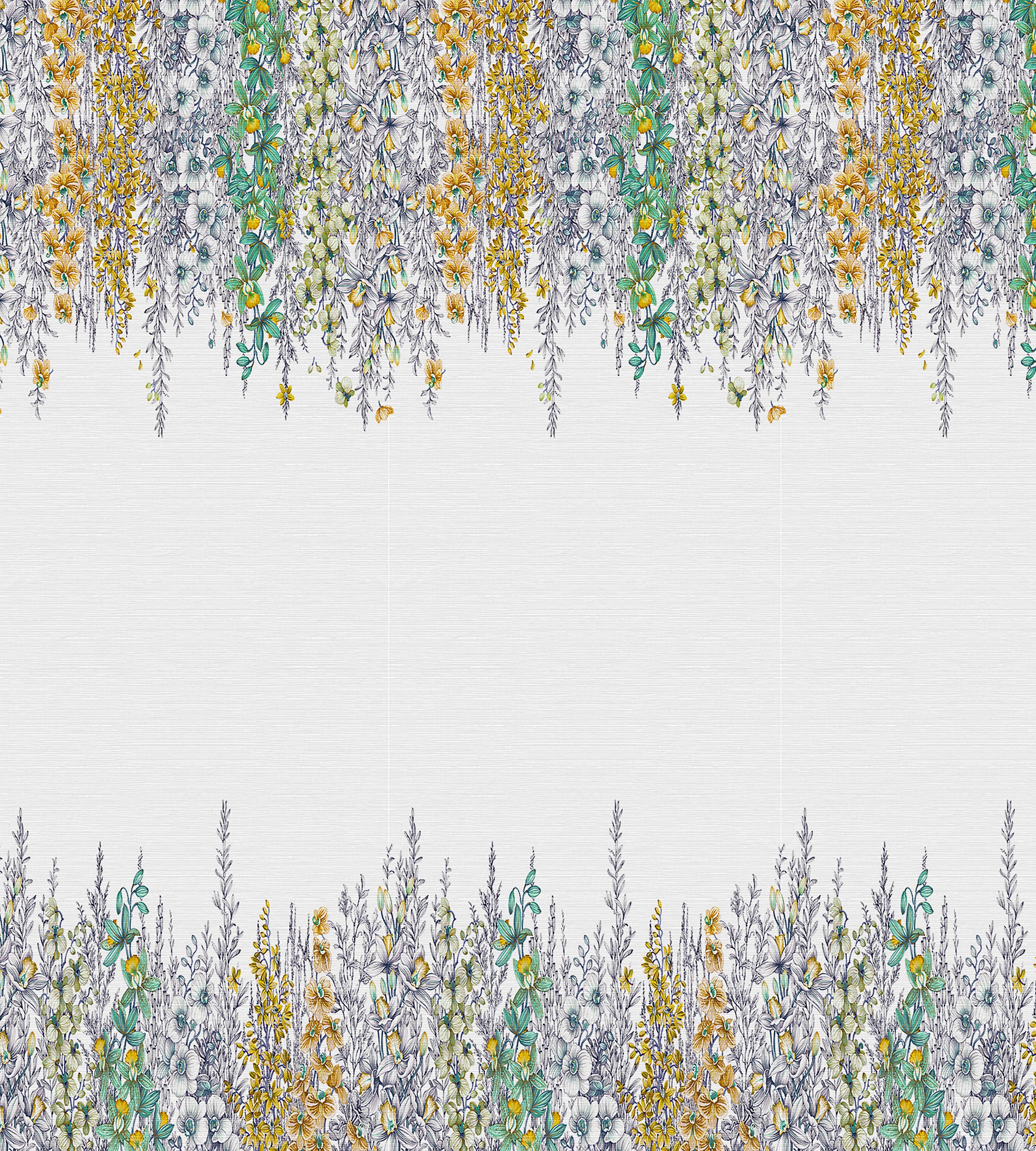 Nicolette Mayer Orchid Garden - Panel Gold Robin''s Egg Wallcovering Sample WNM0001ORCH