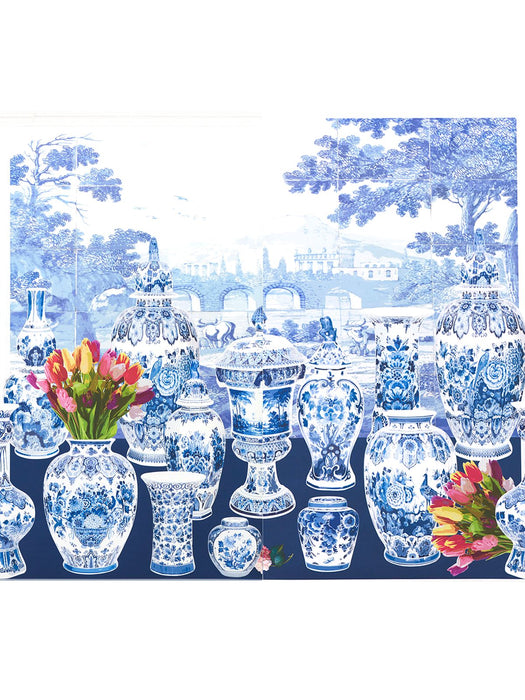 Nicolette Mayer Garniture Scenic - Tulips Blue - Left Panel Wallpaper WNM0002GSTL