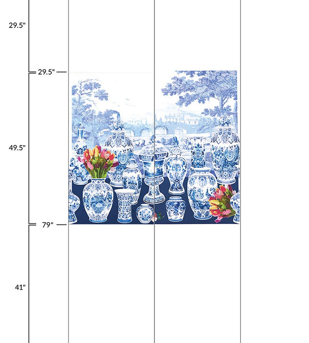 Nicolette Mayer Garniture Scenic - Tulips Blue - Right Panel Wallpaper WNM0002GSTR