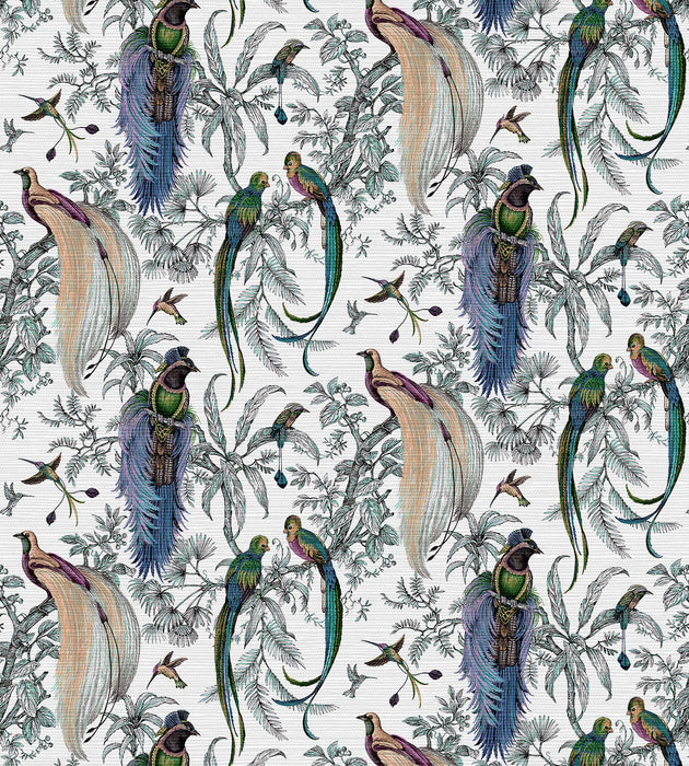 Nicolette Mayer Audubon Exotica Blue Green Multi Wallcovering Sample WNM0003AUDU