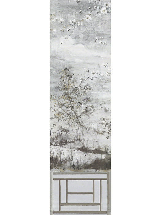 Nicolette Mayer Crested Crane Mural - Panel 4 Silver Gold Wallpaper Sample WNM0003CRESP4