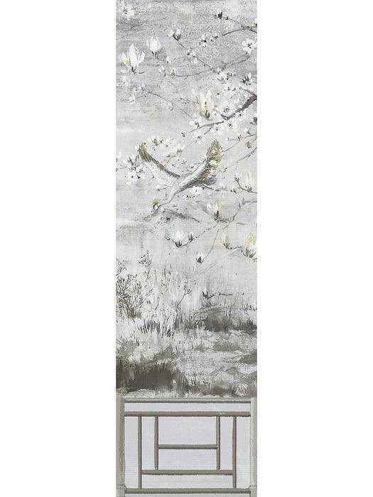 Nicolette Mayer Crested Crane Mural - Panel 5 Silver Gold Wallpaper Sample WNM0003CRESP5