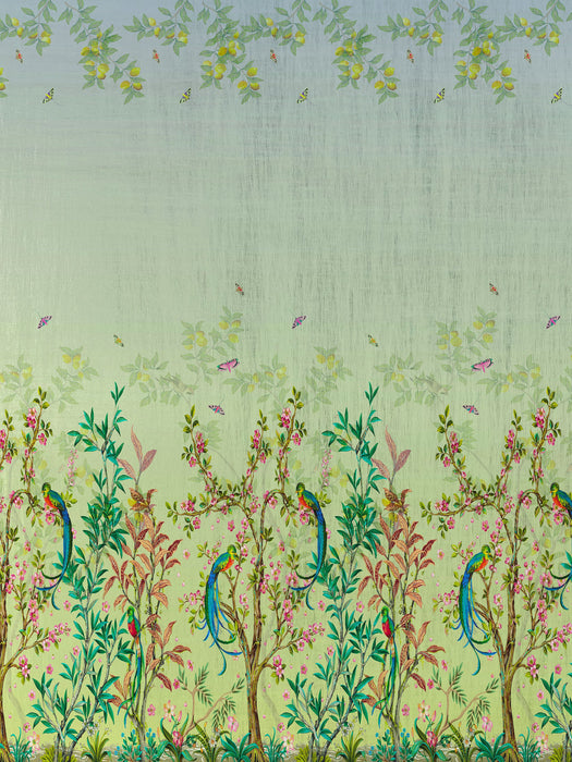 Nicolette Mayer Resplendent Quetzal - Panel Yellow Blue Sunrise Wallpaper Sample WNM0003RESP