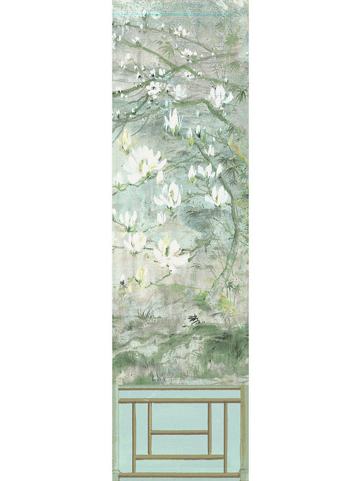 Nicolette Mayer Crested Crane Mural - Panel 6 Green Gold Wallpaper Sample WNM0004CRESP6