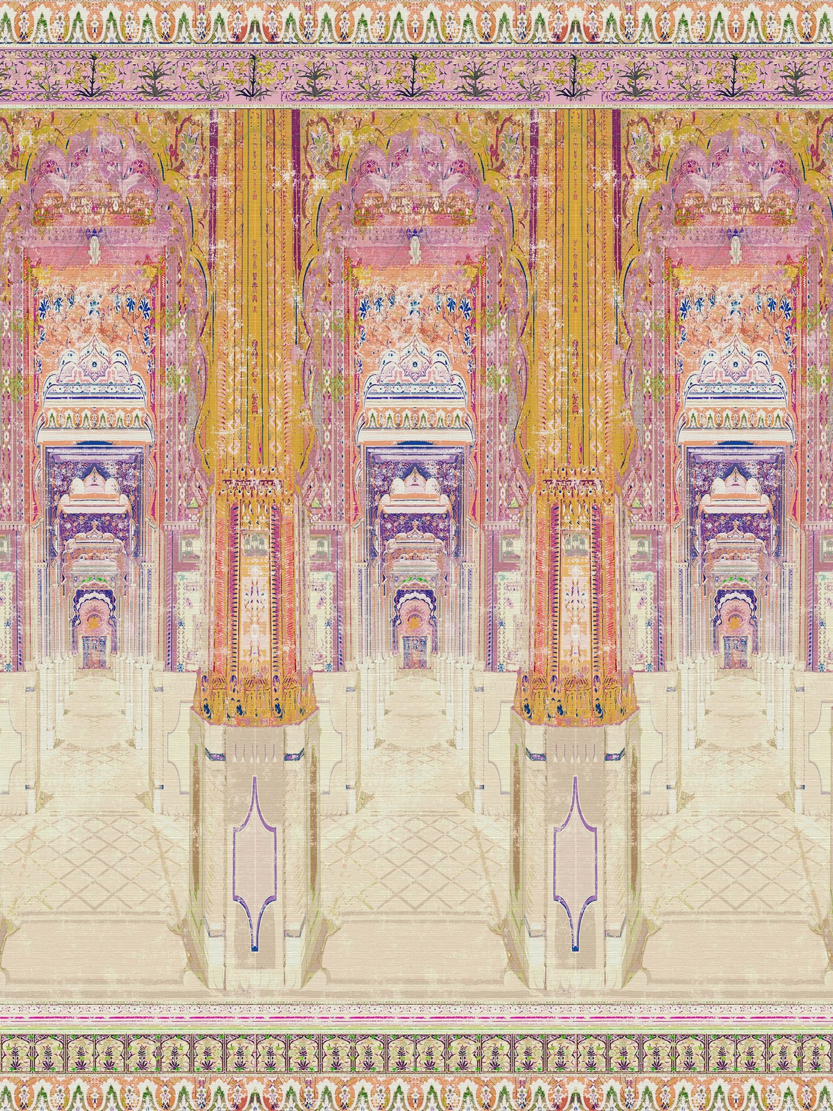 Nicolette Mayer Palatial Jaipur - Panel Orchid Sandlewood Wallpaper Sample WNM0004JAIP