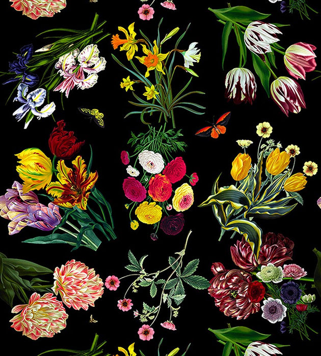 Nicolette Mayer Flora & Fauna Black Wallpaper WNM0006FLOR