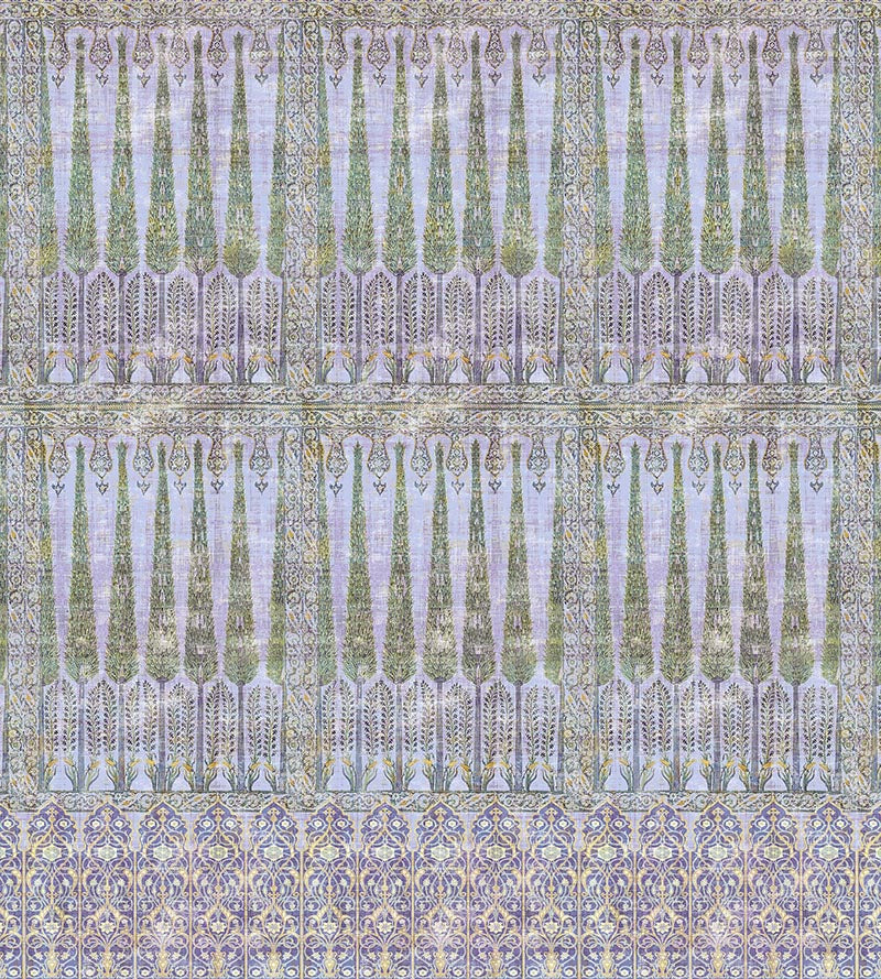 Nicolette Mayer Topkapi Garden - Panel Gold Purple Wallpaper Sample WNM1017TOPK