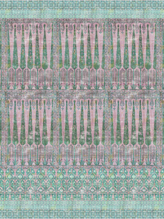 Nicolette Mayer Topkapi Garden - Panel Green Pink Wallpaper WNM1022TOPK