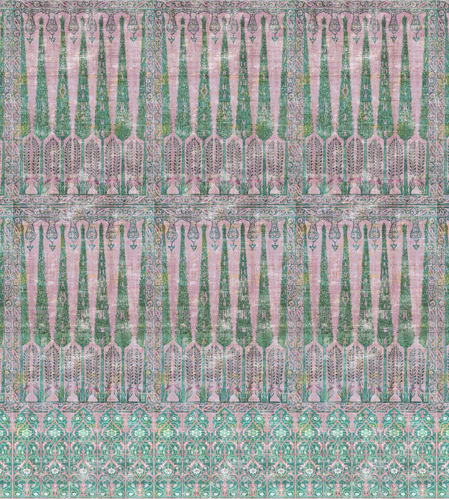 Nicolette Mayer Topkapi Garden - Panel Green Pink Wallcovering WNM1022TOPK