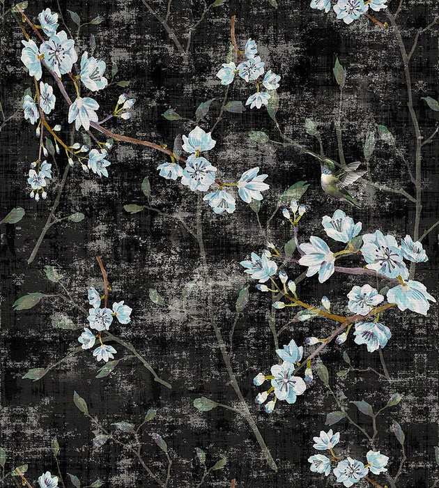 Nicolette Mayer Blossom Fantasia Black Blue Wallpaper WNM1058BLOS