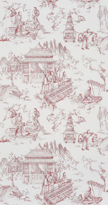 Pierre Frey Le Printemps Du Mekong Rouge Wallpaper FP581002