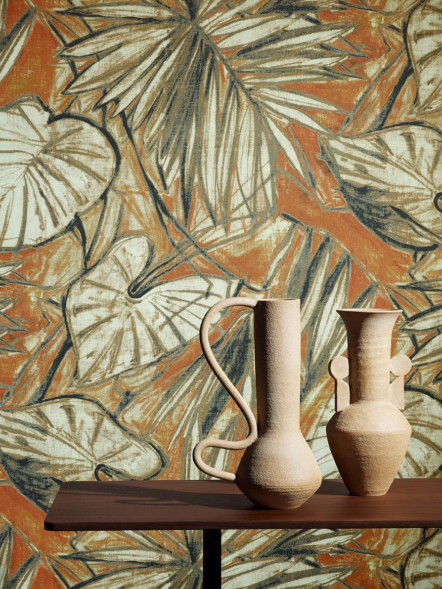 Pierre Frey Water Lily Terracotta Wallpaper FP842003