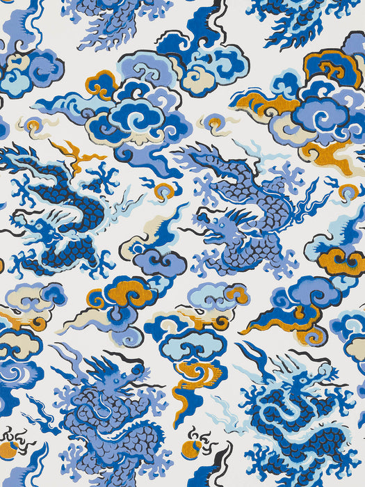 Pierre Frey Dragons De Feu Bleu Wallpaper FP763001