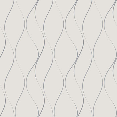 York Wavy Stripe Off White & Silver Metallic Wallpaper Y6201401