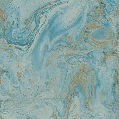 York Oil & Marble Bright Blue & Gold Metallic Wallpaper Y6231206