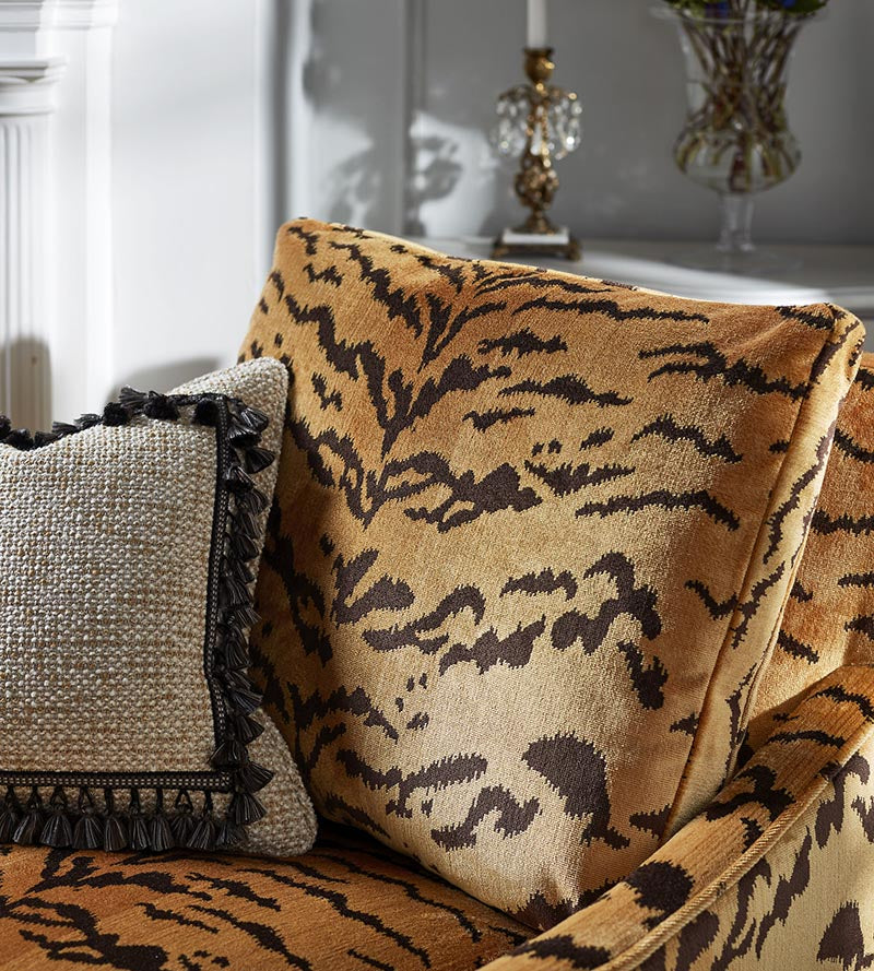 Old World Weavers Tiger - Silk Brown On Gold Fabric YS 00010691