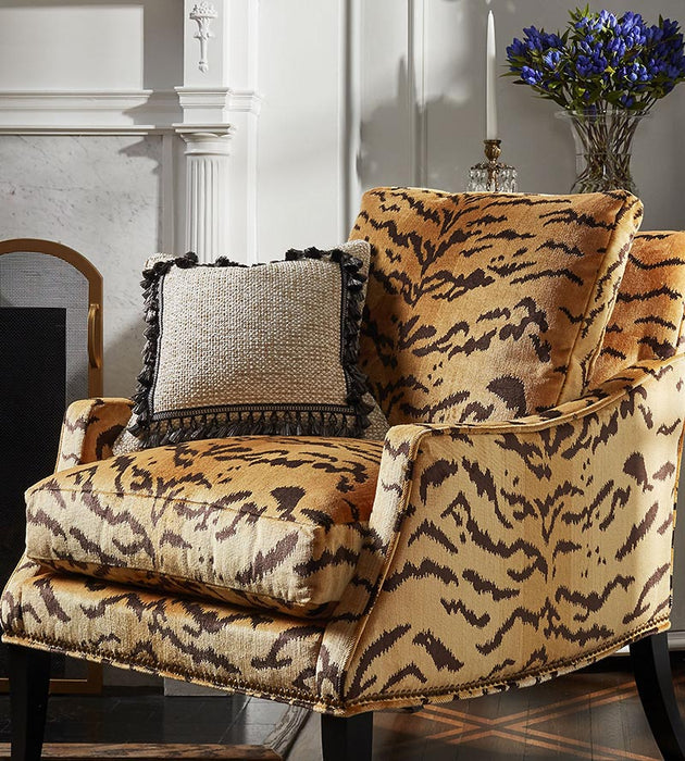 Old World Weavers Tiger - Silk Brown On Gold Fabric YS 00010691