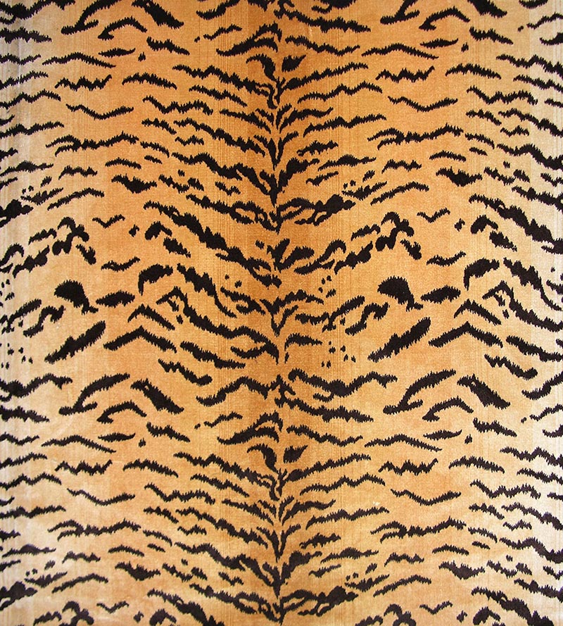 Old World Weavers Tiger - Silk Brown On Gold Fabric Sample YS 00010691