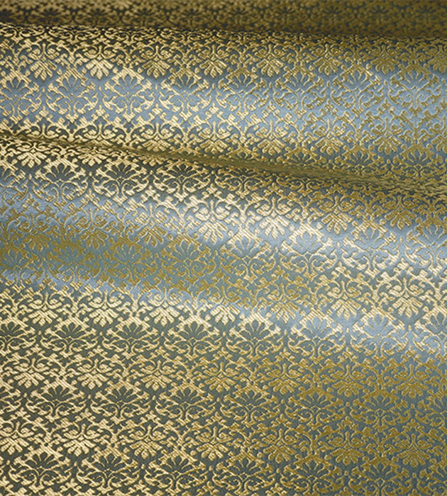 Old World Weavers Carlos Small Damask Antique Teal Fabric Sample ZA 1785CALO