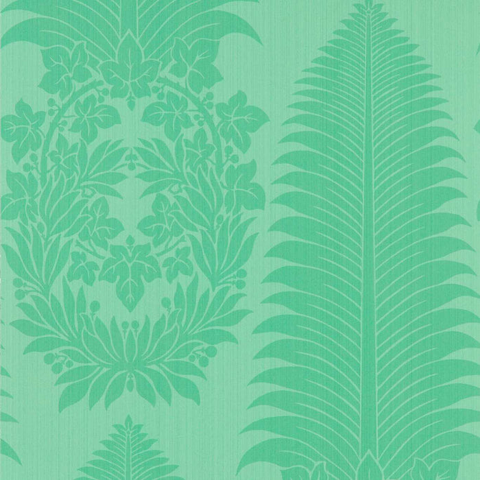 Zoffany Marsden`s Palm Damask Pale Poison 313024 Wallpaper Sample ZCOT313024