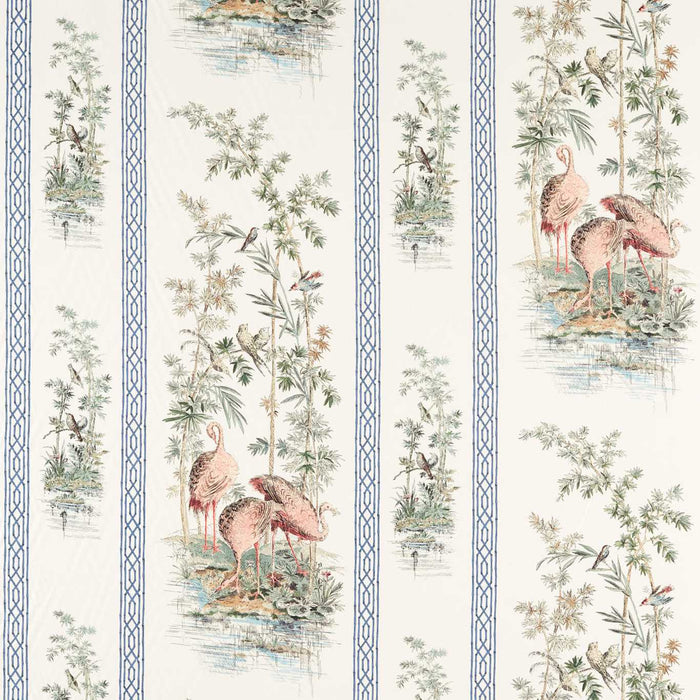 Zoffany Stork & Thrushes Tuscan Pink/ Cobalt 322747 Fabric Sample ZCOT322747