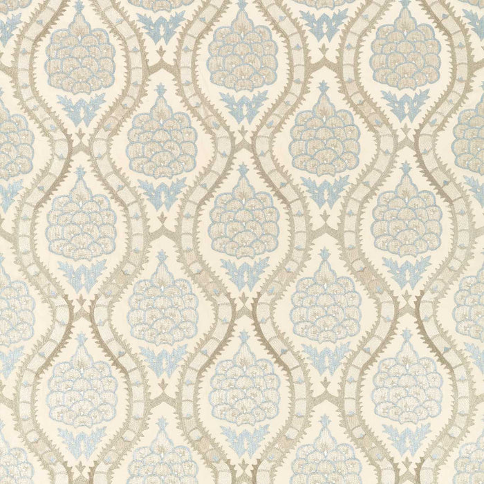 Zoffany Anar Trellis Stockholm Blue/Platinum Grey 333295 Fabric Sample ZCOT333295