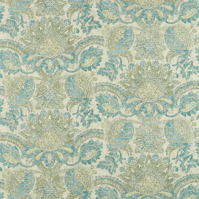 Zoffany Pomegranate Print Dufour/Green Stone 322690 Fabric Sample ZDAF322690