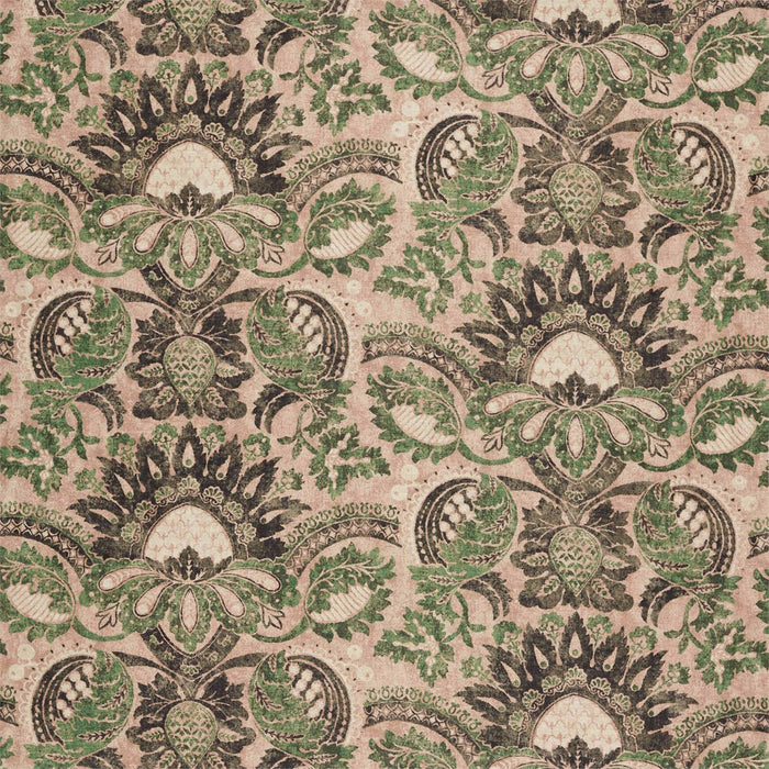 Zoffany Pomegranate Print Tuscan Pink/Huntsman Green 322691 Fabric Sample ZDAF322691